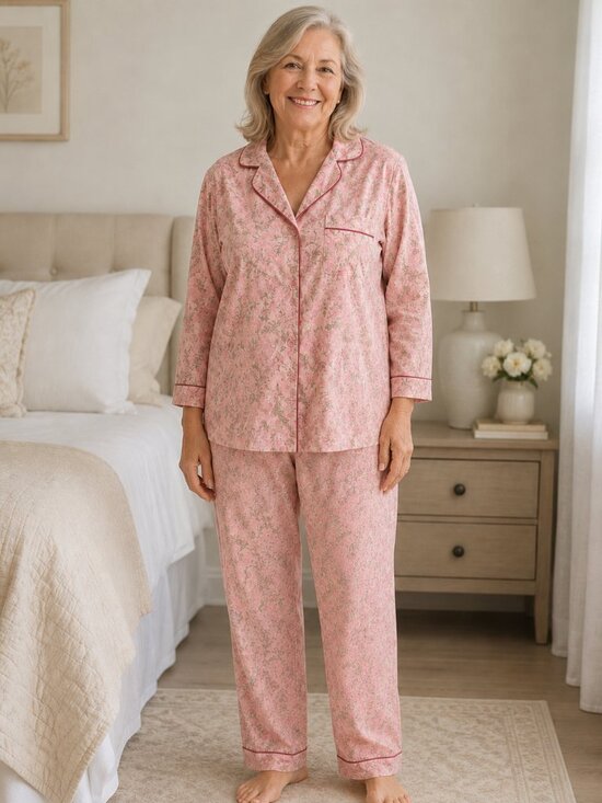 BedHead Other - BedHead Pajama Set Pink Floral Cotton Button Front Sleepwear Size S